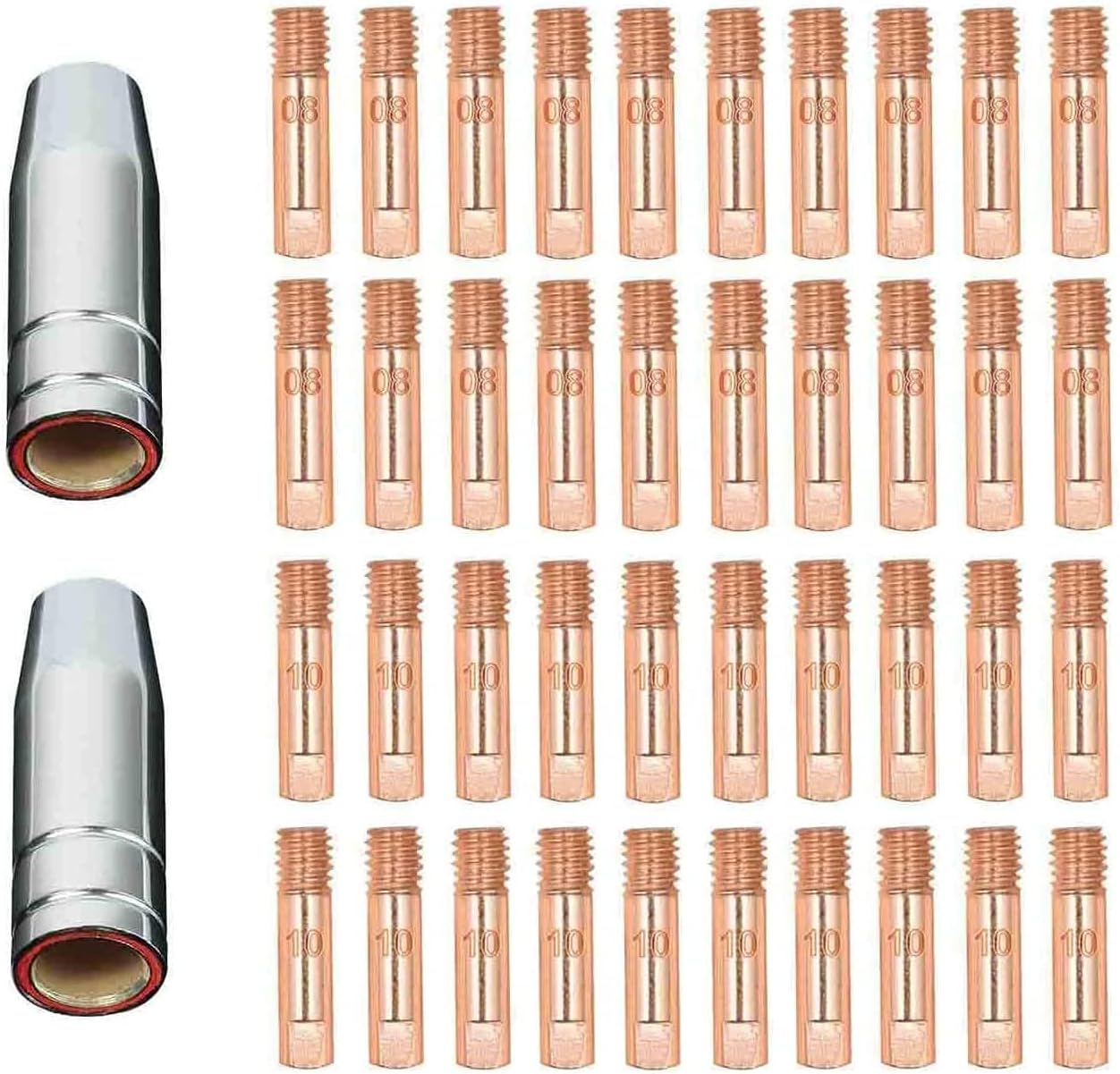 Reboot Mig Welder Consumable Set Mig Torch Contact Tips Gas Nozzles for .030'' 0.8/1.0mm MB15 15AK Accessories 42PCS Welding Torch Accessories