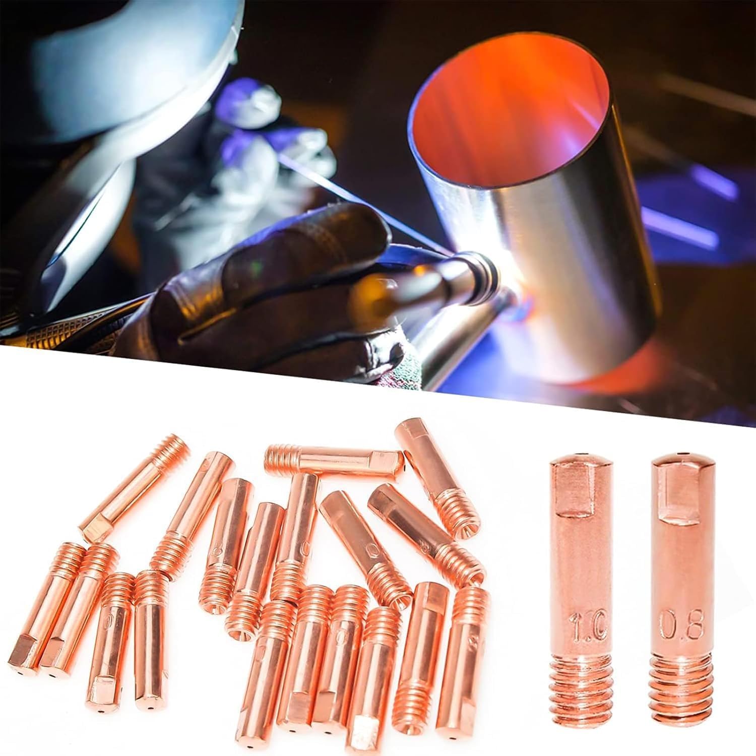 Reboot Mig Welder Consumable Set Mig Torch Contact Tips Gas Nozzles for .030'' 0.8/1.0mm MB15 15AK Accessories 42PCS Welding Torch Accessories