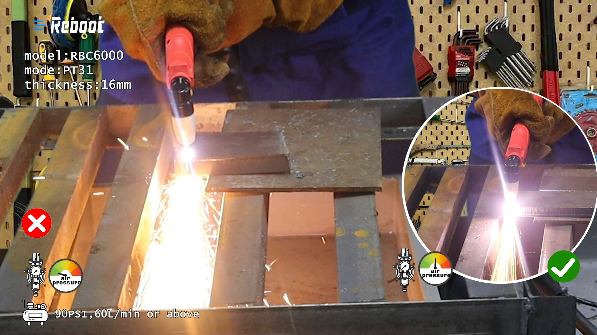 Reboot 60A Plasma Cutter Dual Voltage 120V/240V, 1/2