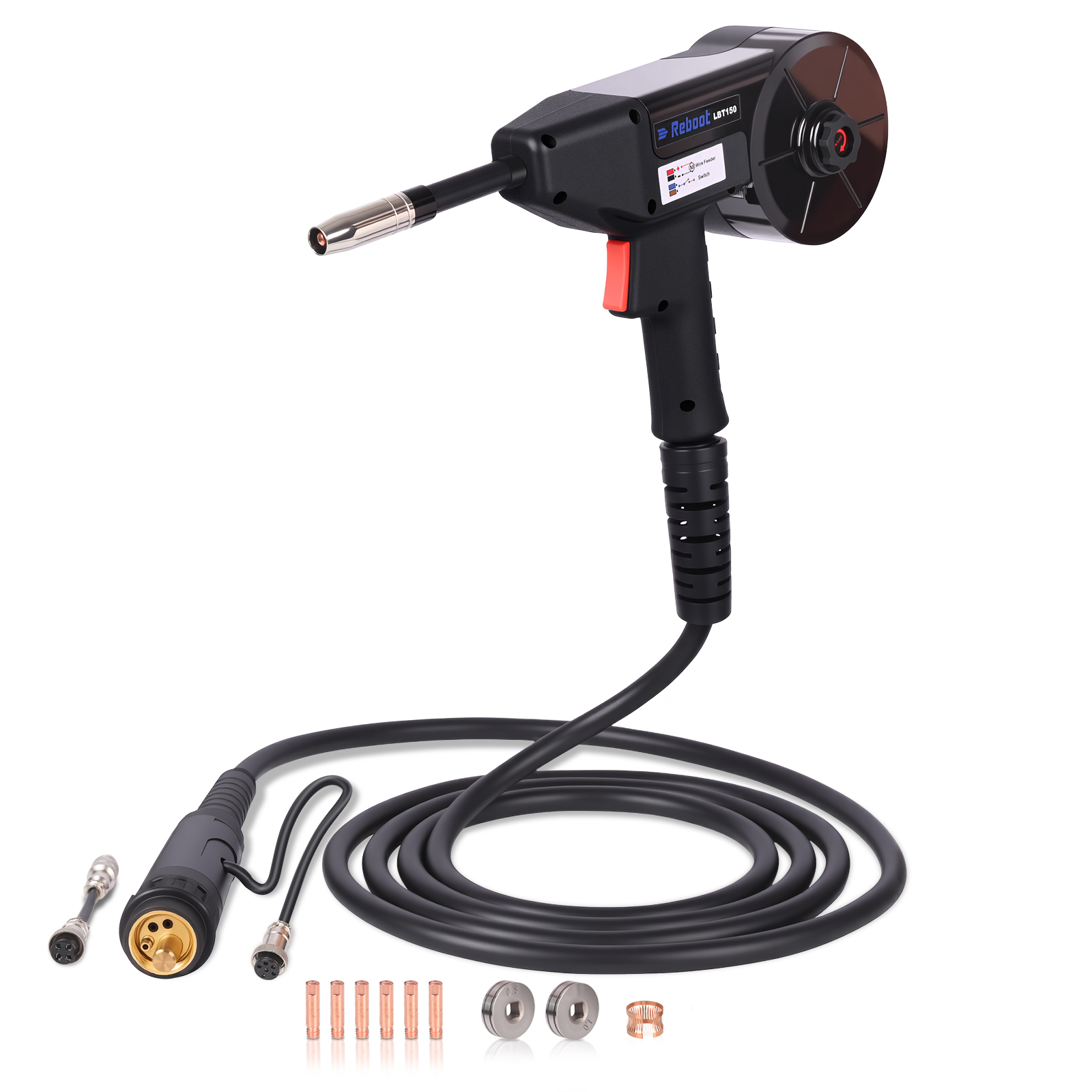 Reboot MIG Welder Spool Gun 13ft LBT150,150Amp MIG Aluminum Welding Torch Works for RBM2500 PRO only