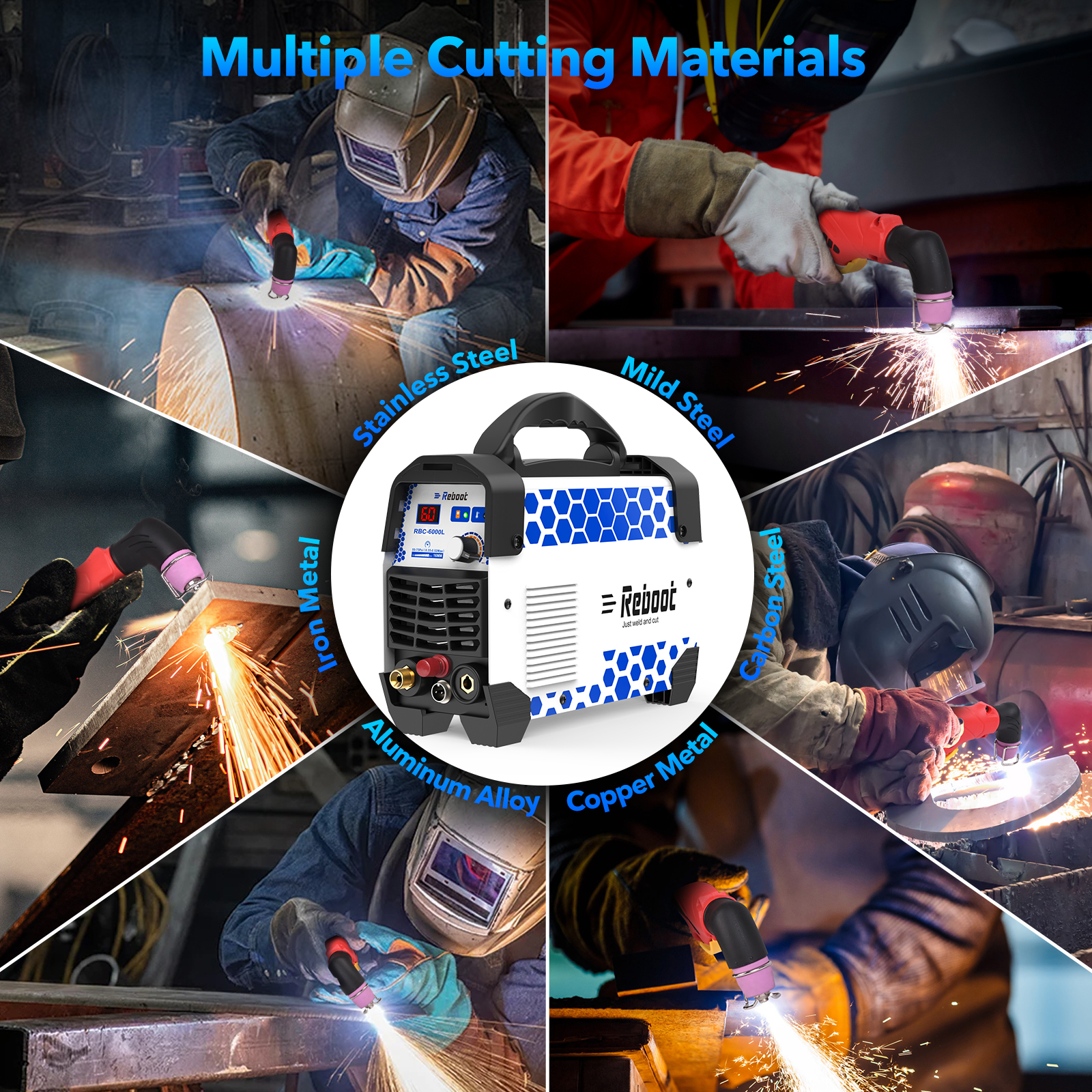 Reboot Plasma Cutter, 2025 Upgraded 60Amps Portable IGBT Inverter, 1/2 Inch Clean Cut for DIY and Small Business Projects