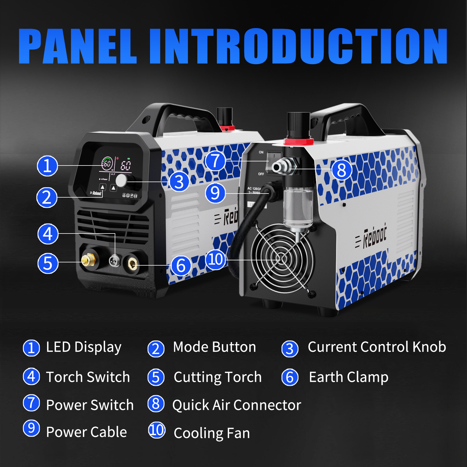 Reboot Plasma Cutter 60A, Large Integrated LED Digital Display, 120/240V Plasma Cutter Machine with IGBT Inverter, 1/2 Inch Clean Cut 5/8 Inch Max Cut RBC6000D Max