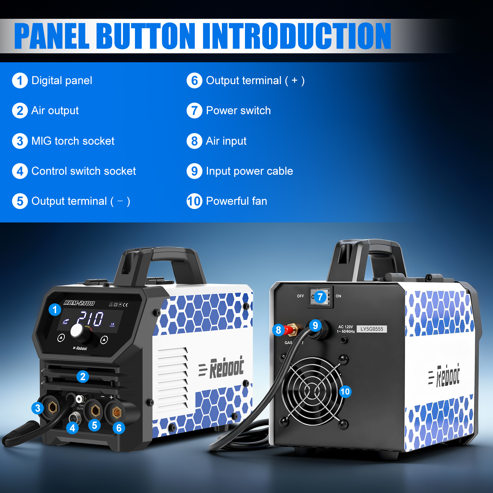 Reboot 210A MIG Welder,4-in-1 120V Welding Machine