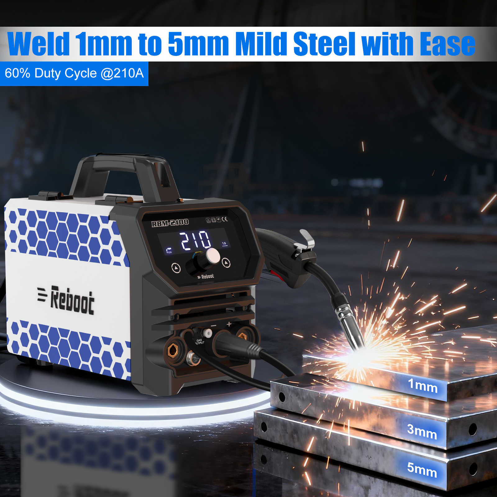 Reboot 210A MIG Welder,4-in-1 120V Welding Machine