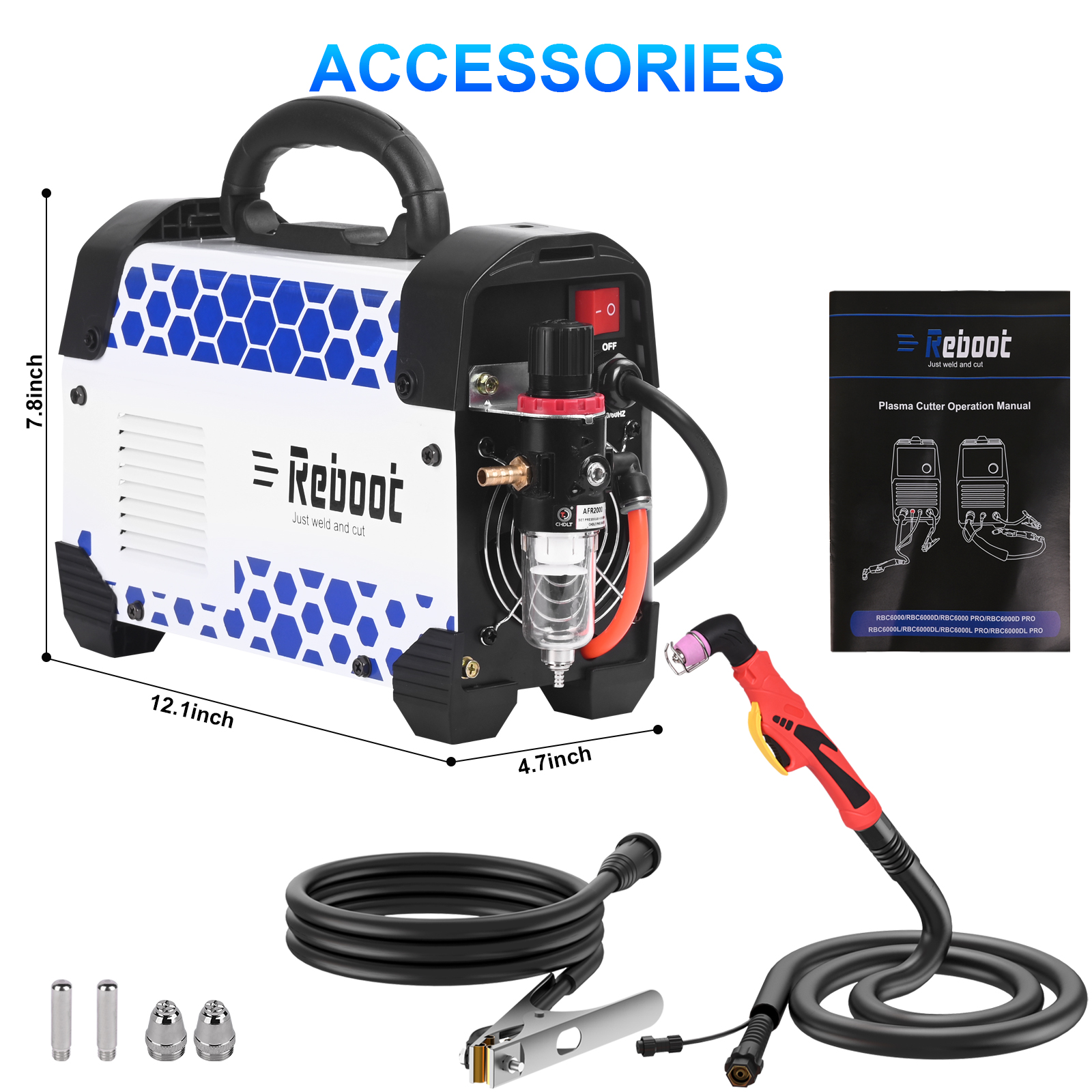 Reboot Pro 60A Plasma Cutter 2025, Pilot Arc Non-Contact Cutting, 120V/240V Dual Voltage,Large Digital Smart Screen, Enhanced for Metal/Mesh/Stainless Steel, 1/2'' Clean Cut 3/4