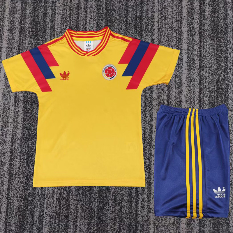 1990 Colombia Home Kids Retro Soccer Jersey