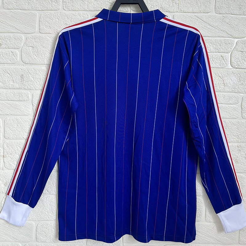 1980-1982 France Home Long Sleeve Retro Soccer Jersey (长袖)