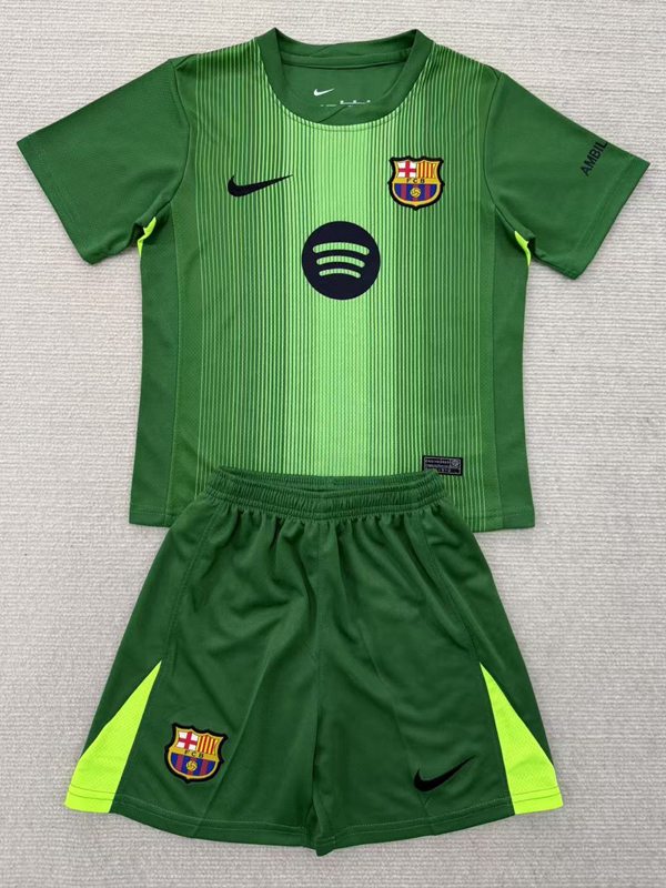 2025-26 BAR Green Goalkeeper Kids Soccer Jersey