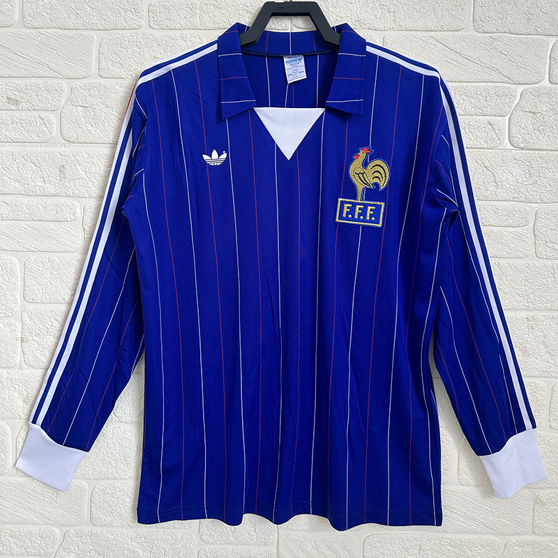 1980-1982 France Home Long Sleeve Retro Soccer Jersey (长袖)