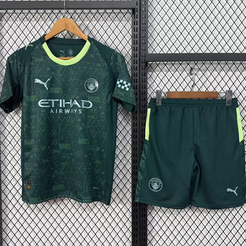 2025-26 Man City Fourth Kids Soccer Jersey