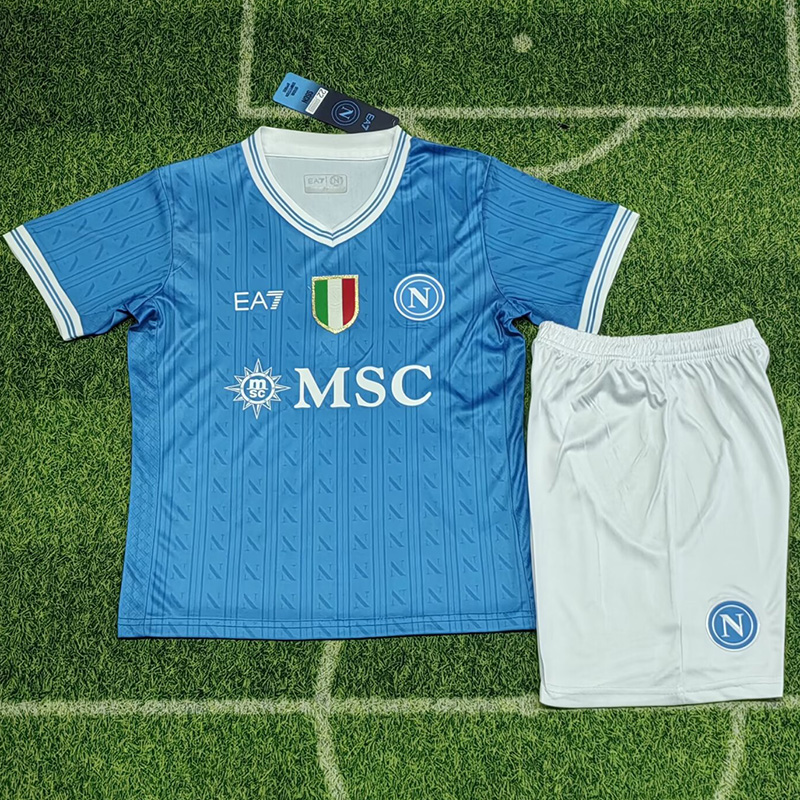 2025-26 Napoli Home Kids Soccer Jersey