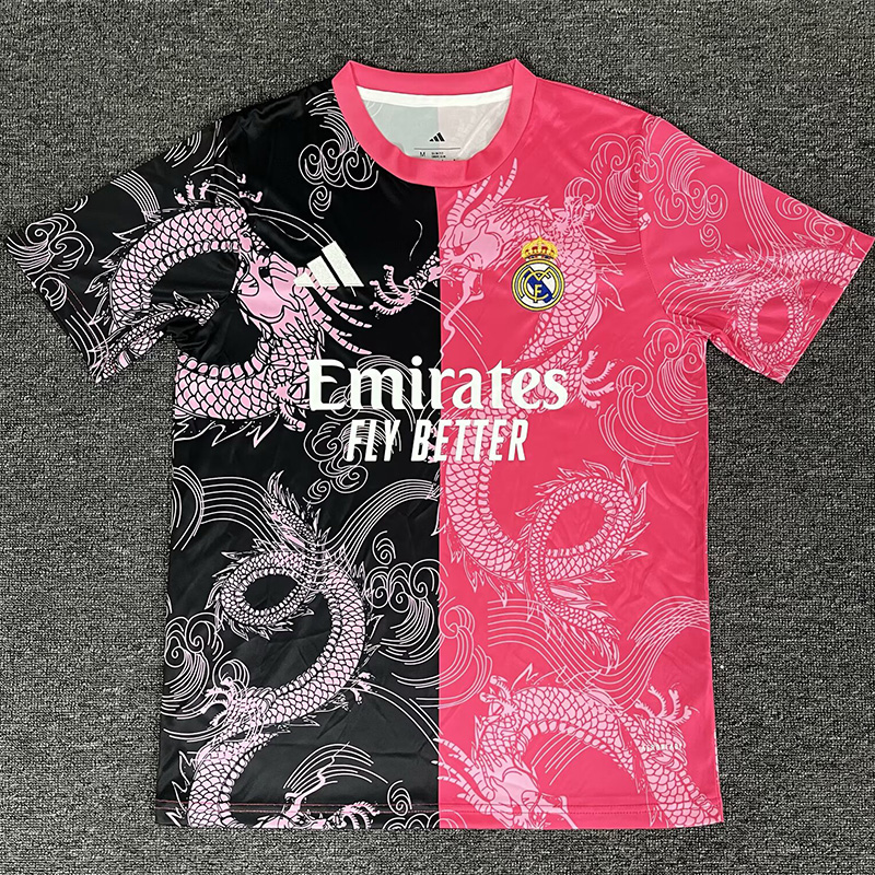 25-26 RMA Pink Black Special Edition Fans Training Shirts *粉龙纹