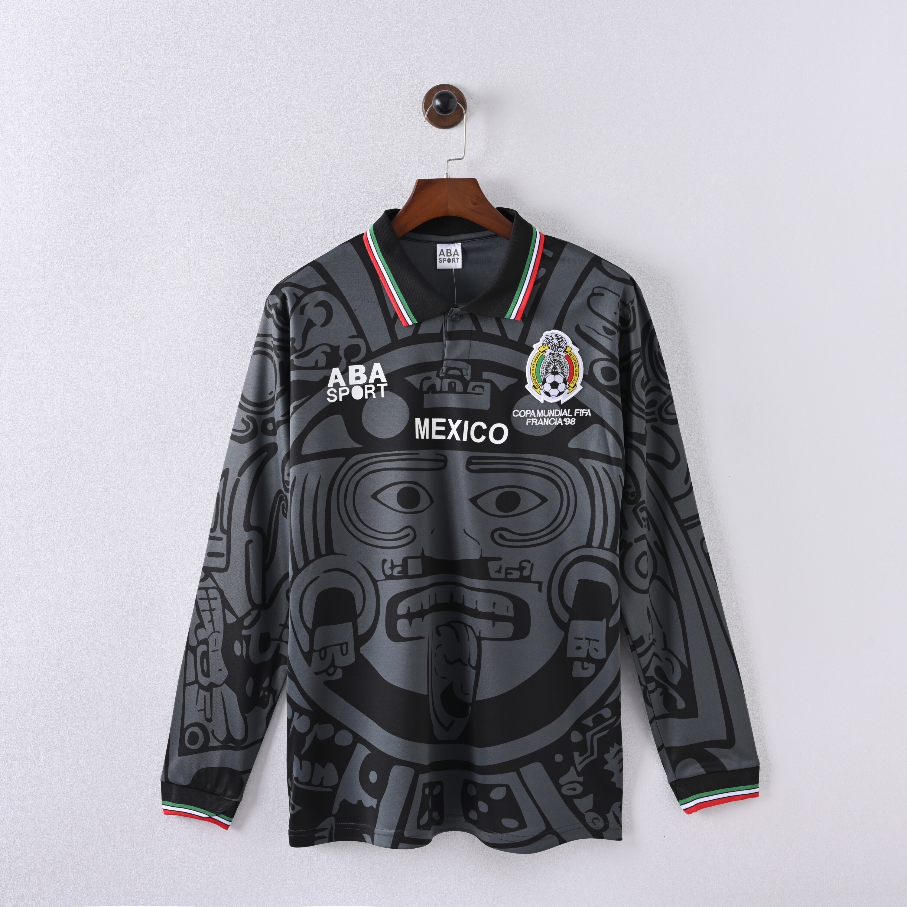 1998 Mexico Black Retro Long Sleeves Soccer Jersey（长袖）