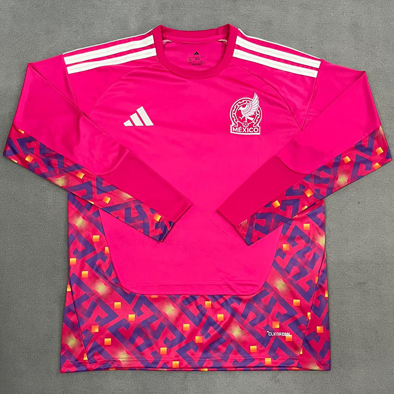 2026 Mexico Pink Red Goalkeeper Long Sleeve Soccer Jersey(长袖)