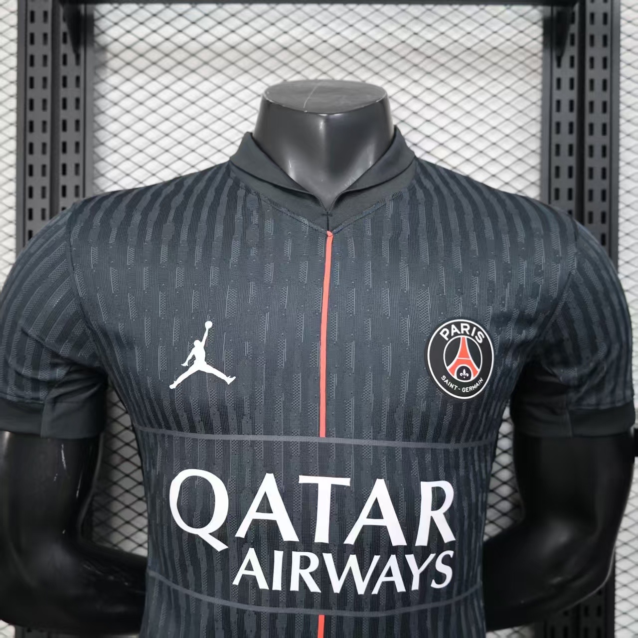 2025-26 PSG Jordan Grey Black Player Version Soccer Jersey