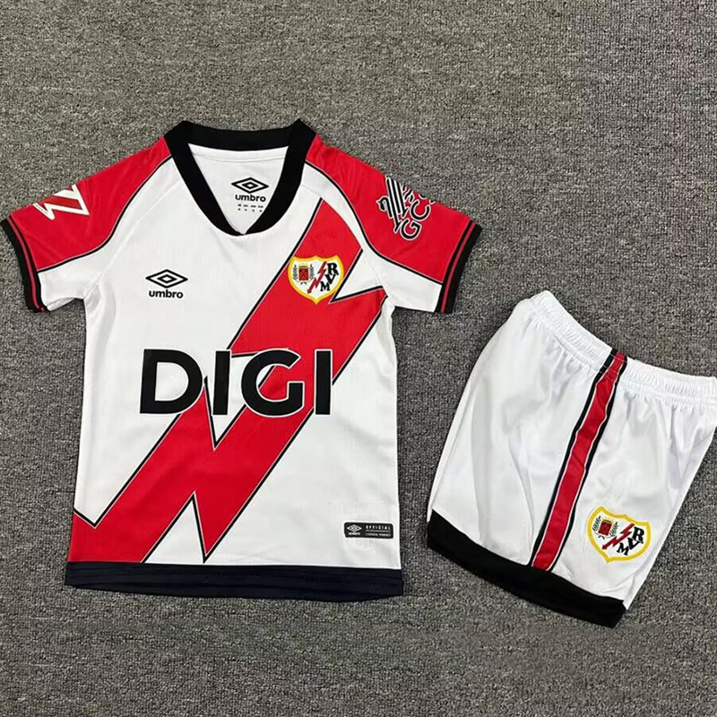 2025-26 Rayo Vallecano Home Kids Soccer Jersey