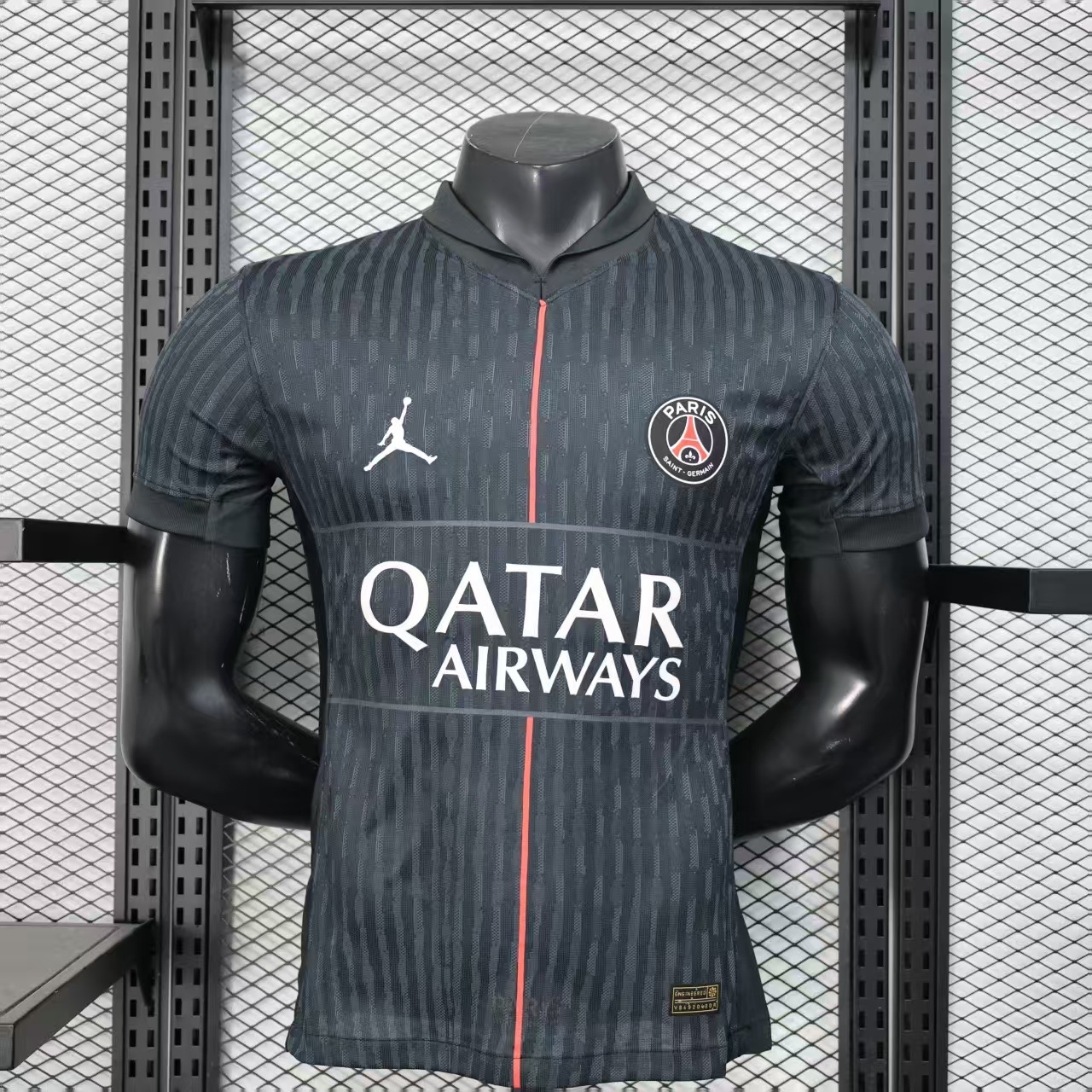 2025-26 PSG Jordan Grey Black Player Version Soccer Jersey