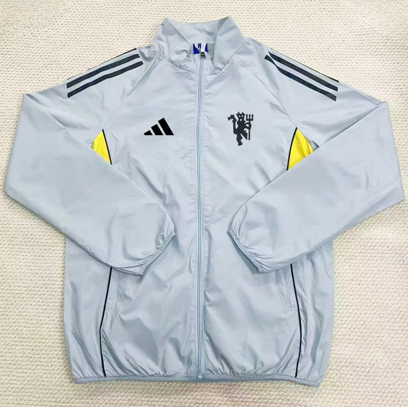 2025-26 Man Utd Light gray Windbreaker (黑边)