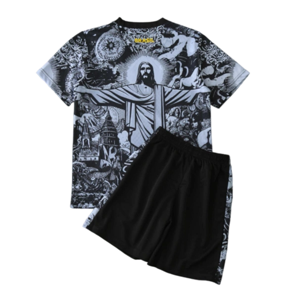 2024 Brazil Christ the Redeemer Special Kids Kit Football Jersey