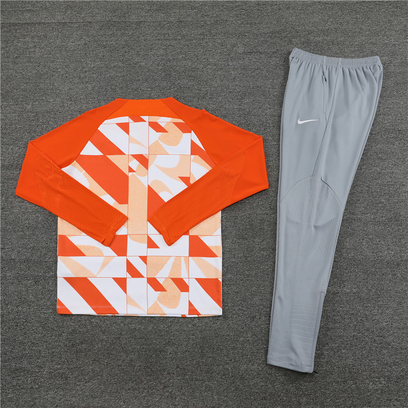 23-24 Inter Milan Long Sleeve Kits Orange Zipper Training Suits Jersey