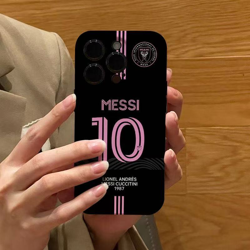 Messi Miami jersey black suitable for Apple 15 phone case TPU soft case