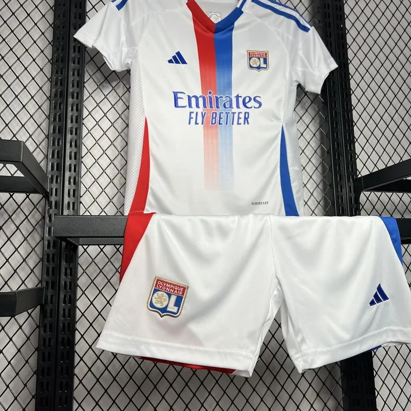 24-25 Olympique Lyonnais Home Kids Kit Jersey+Shorts