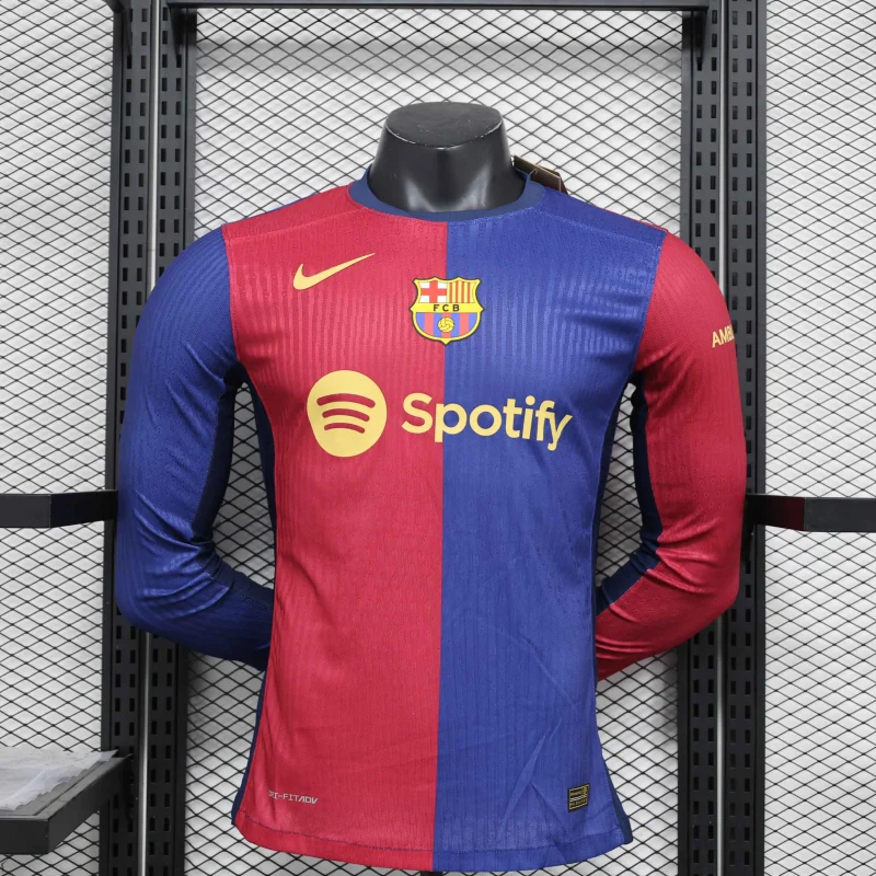 24-25 Barcelona Home Player Version Long sleeve Soccer Jersey