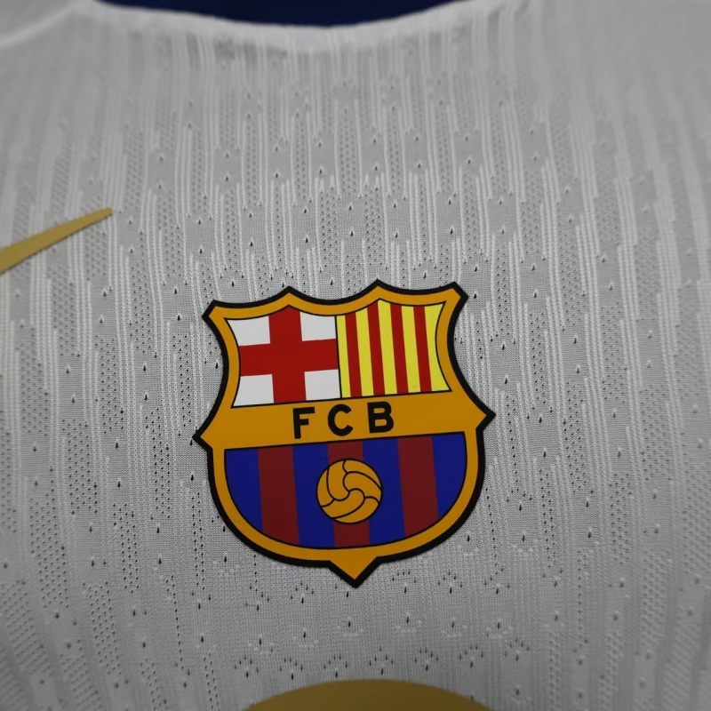 2025-26 Barcelona Home Player Version Shirt White Jersey Without Spofity Text