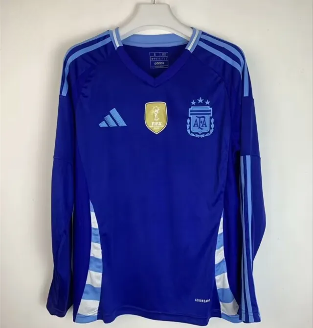Argentina 2024 Copa America Away Man Long Sleeve Jersey With FIFA World Cup badge