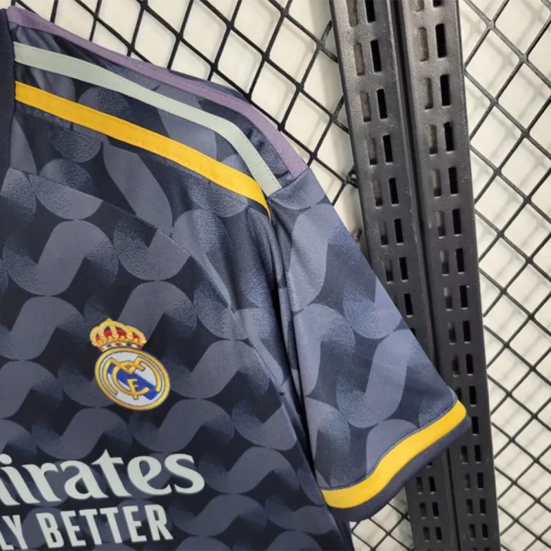 23-24 Real Madrid Away black blue white yellow Soccer Jersey