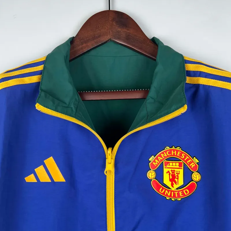 2023-2024 Manchester United Reversible Windbreaker（Blue-Green）Soccer Jersey 1:1 Thai Quality