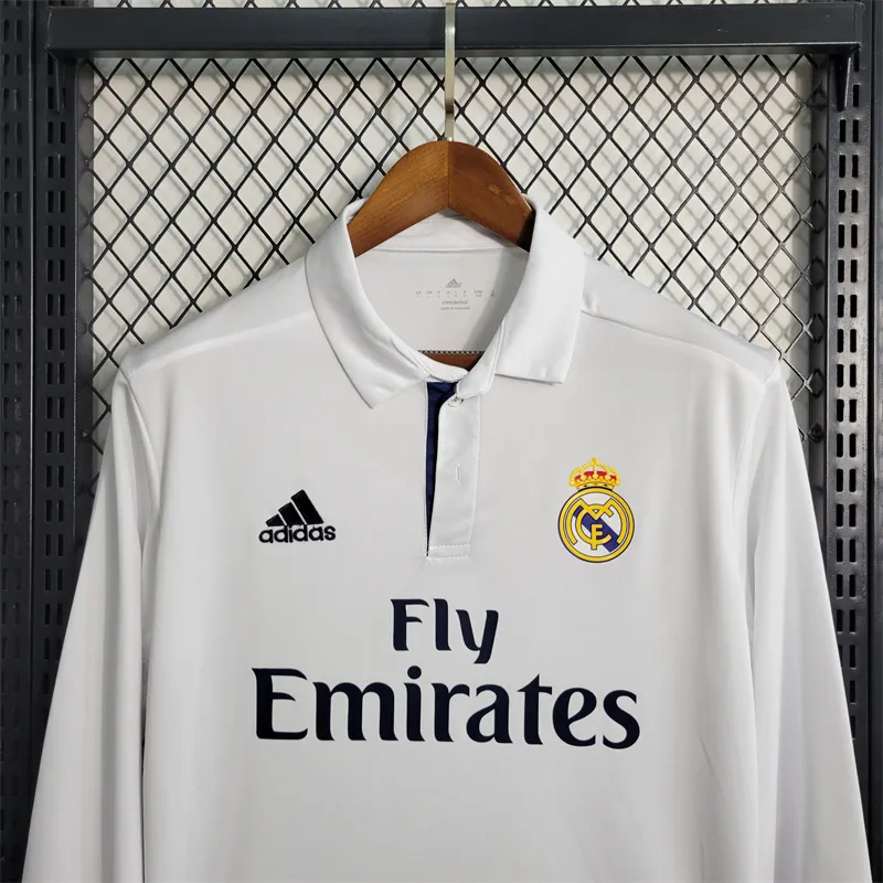 2016/17 Real Madrid Retro Long Sleeve Home Jersey