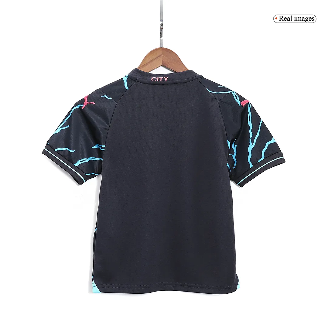 2023/24 Kids Manchester City Third Away Kit Jersey+Shorts