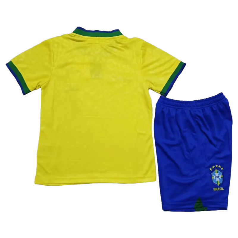 Brazil Kids Soccer Jersey Home Kit(Jersey+Shorts) World Cup 2022