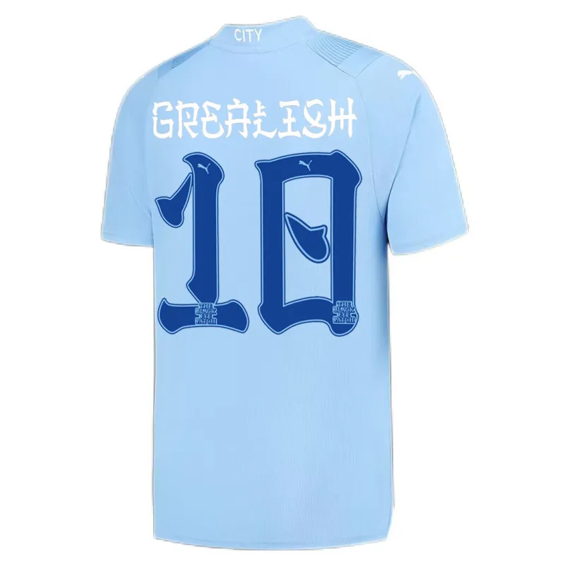 2023/24 Manchester City HAALAND #9 GREALISH #10 DE BRUYNE #17 STONES #5 J.ALVAREZ #19 FODEN #47 Japanese Tour Printing Home Jersey