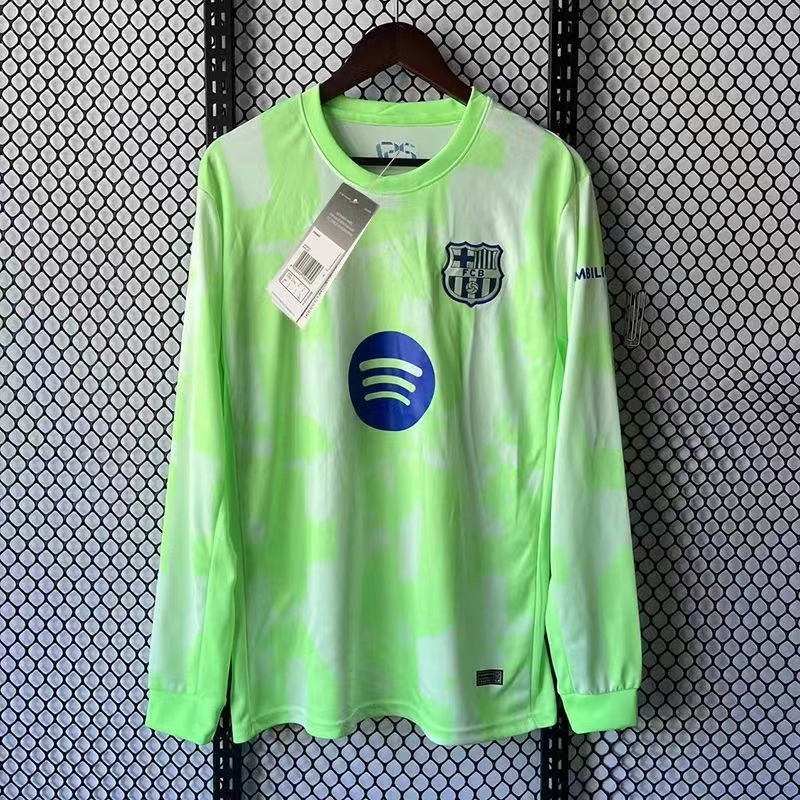 2024-25 Barcelona GAVI #6 LEWANDOWSKI #9 Long Sleeve Third Away Soccer Jersey Without Spofity Text