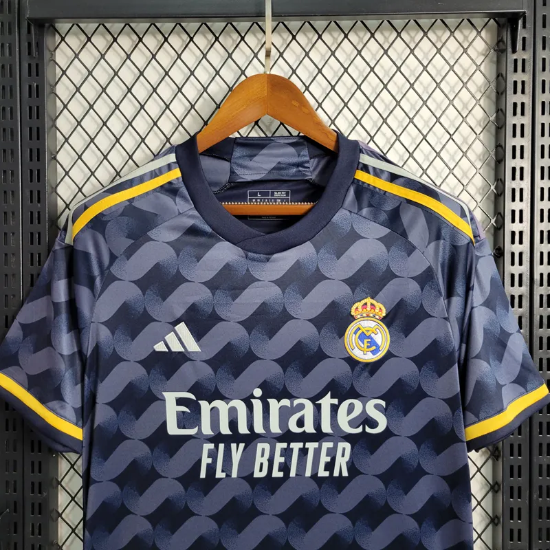 23-24 Real Madrid Away black blue white yellow Soccer Jersey