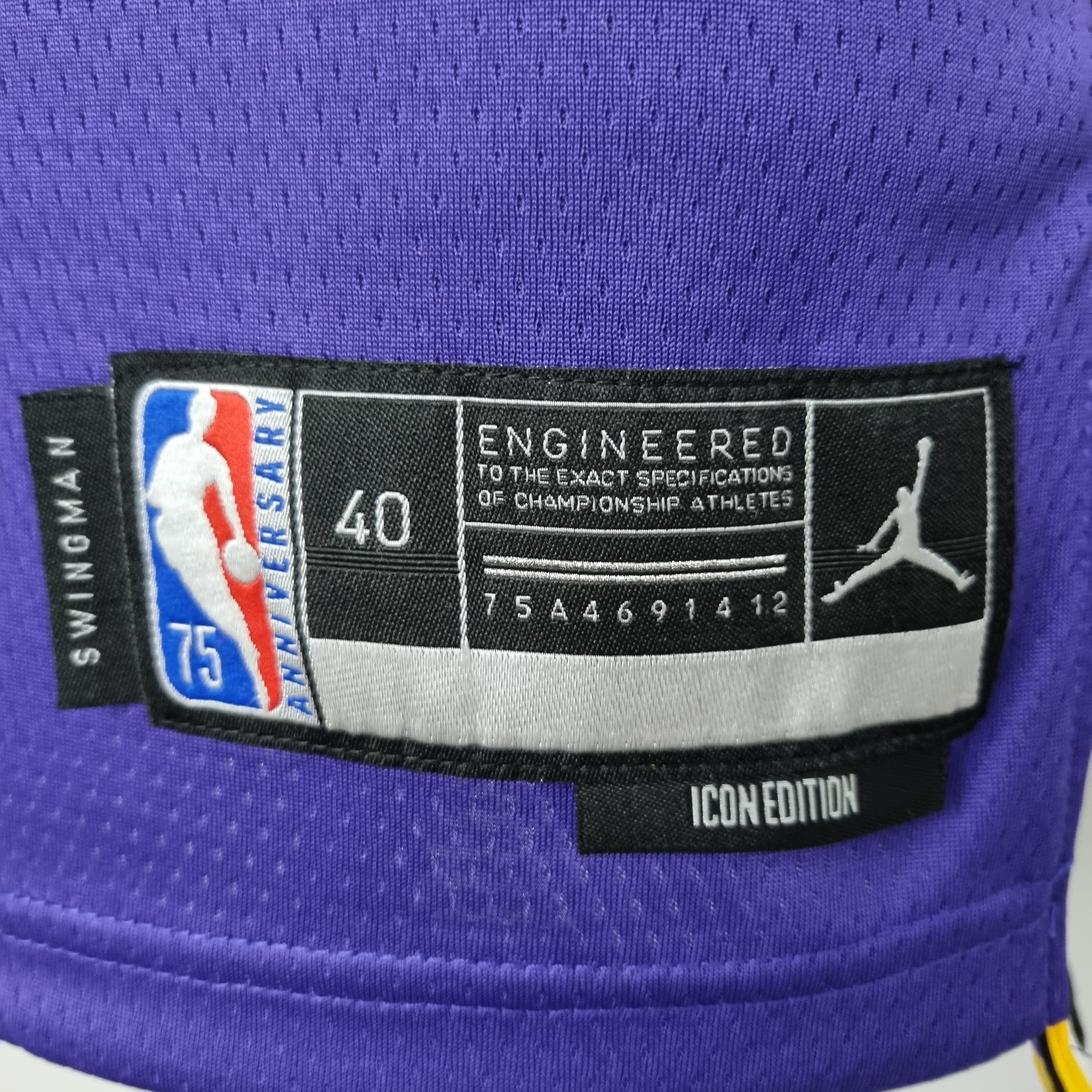 Kobe Bryant Los Angeles Lakers 75th Anniversary Swingman Jersey Purple