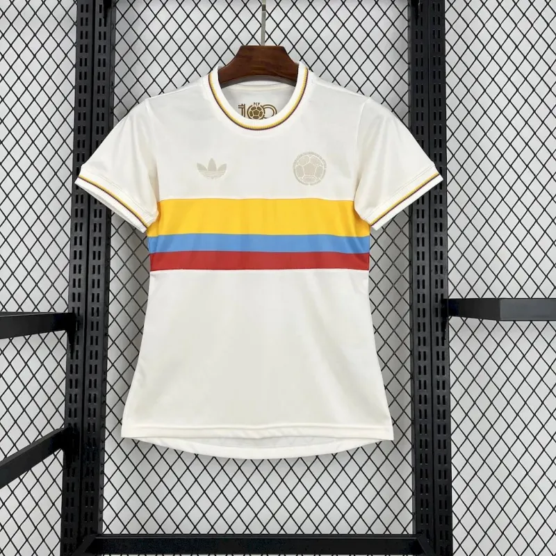 Women's Colombia Nation 24-25 100th Anniversary White Soccer Shirt