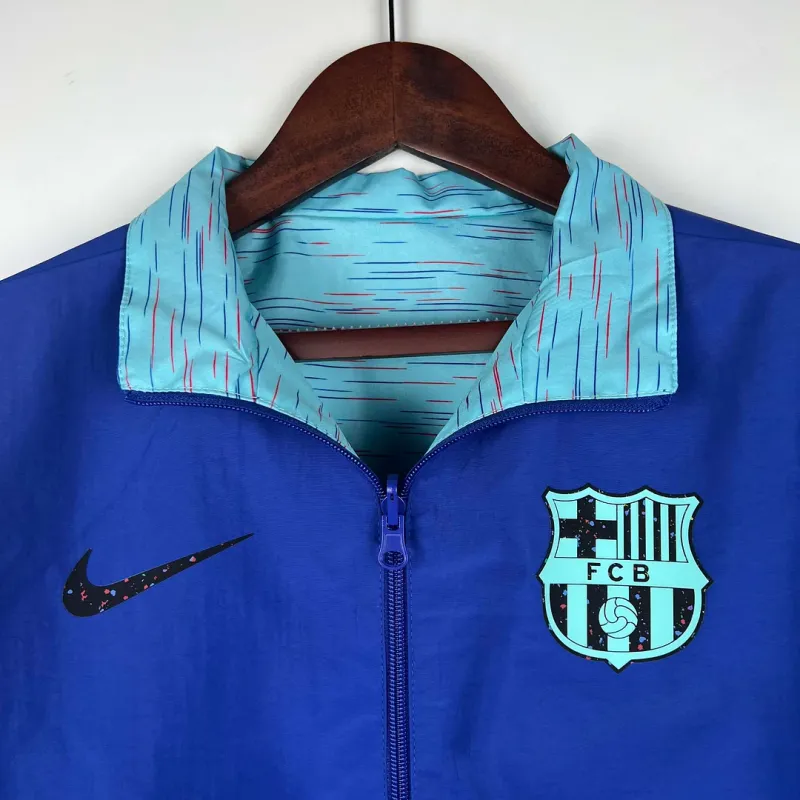 23-24 Barcelona Reversible Windbreaker Blue Soccer Jersey 1:1 Thai Quality