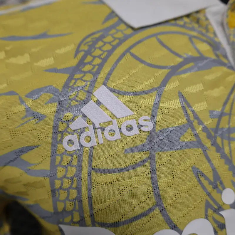 2025-26 Real Madrid Men's Polo Shirt Dragon Pattern Yellow Jersey