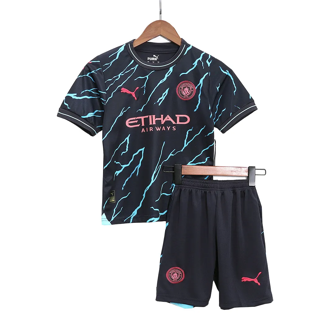 2023/24 Kids Manchester City Third Away Kit Jersey+Shorts
