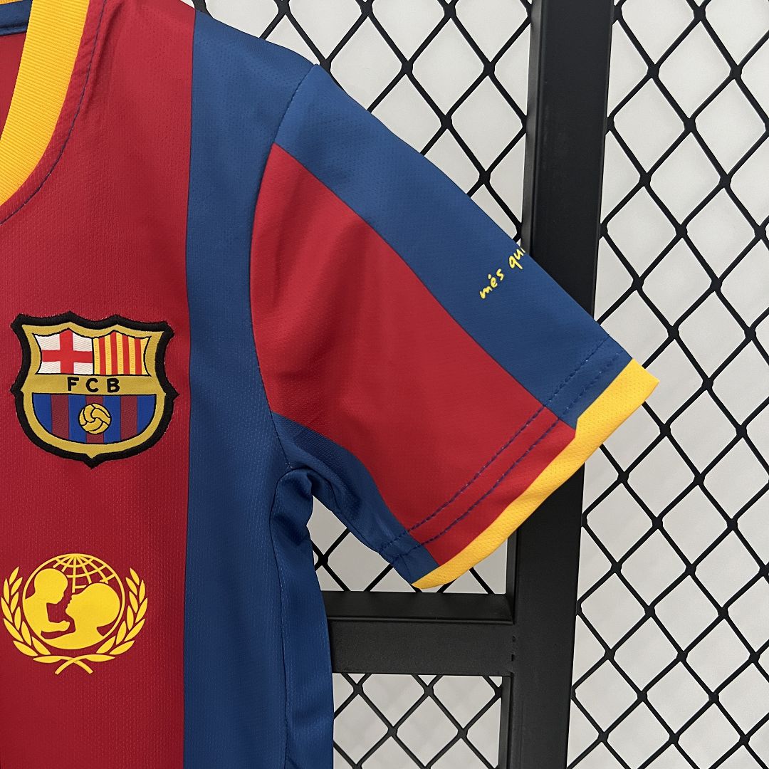 10-11 Barcelona Home Retro Kids Kit Football Jersey