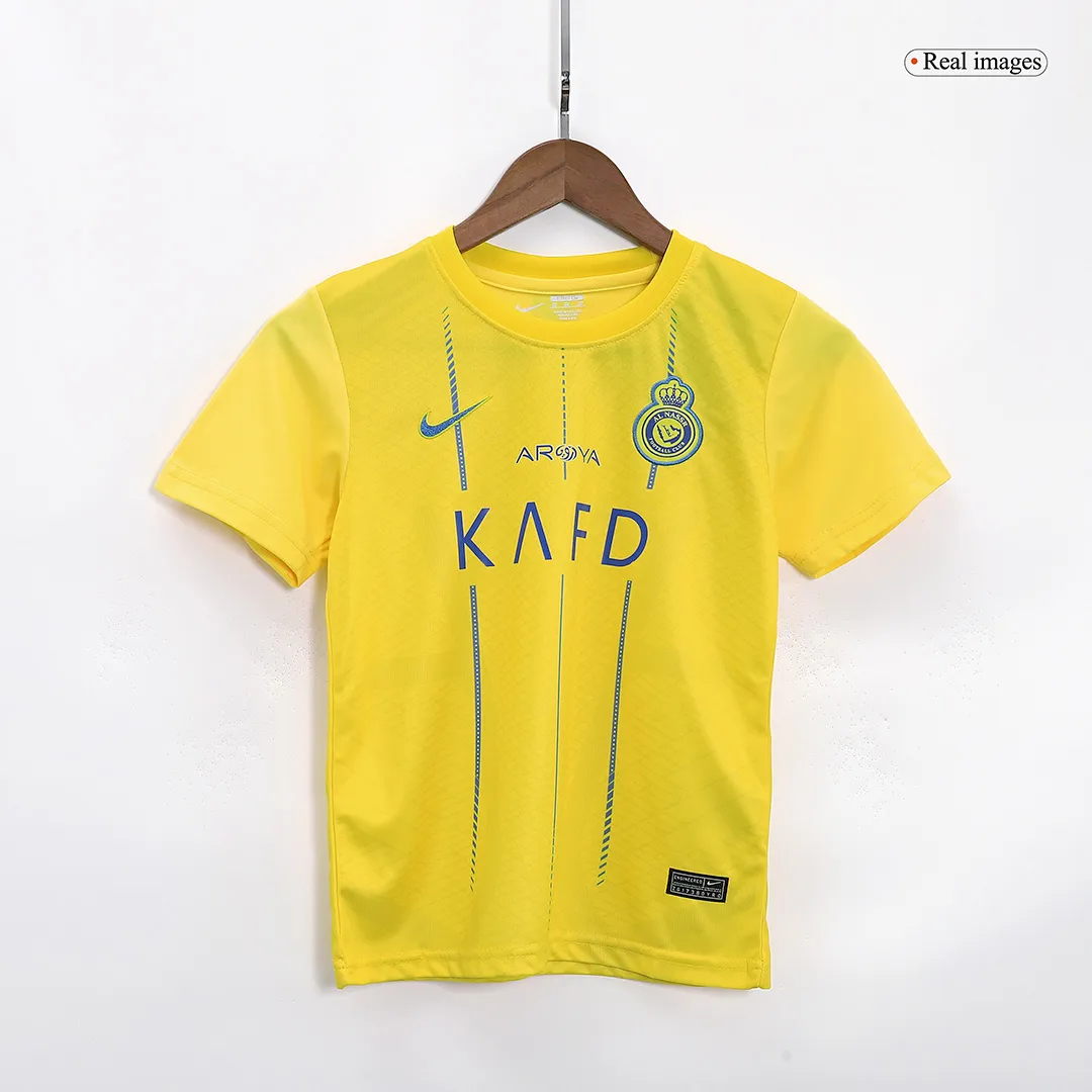 2023/24 Kids Al Nassr Home Whole Kit(Jersey+Shorts+Socks)