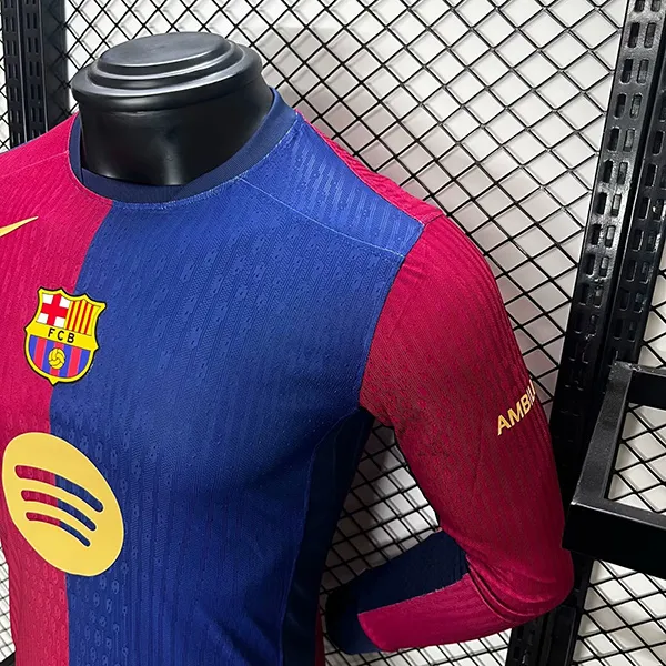 24-25 Barcelona Home Soccer Jersey Player Edition Long Sleeve