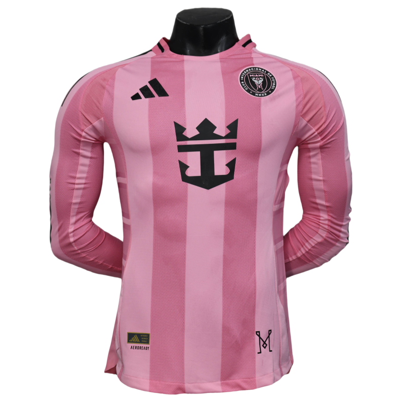Inter Miami CF Home Pink Soccer Jersey Player Version Shirt Long sleeve 2025-26