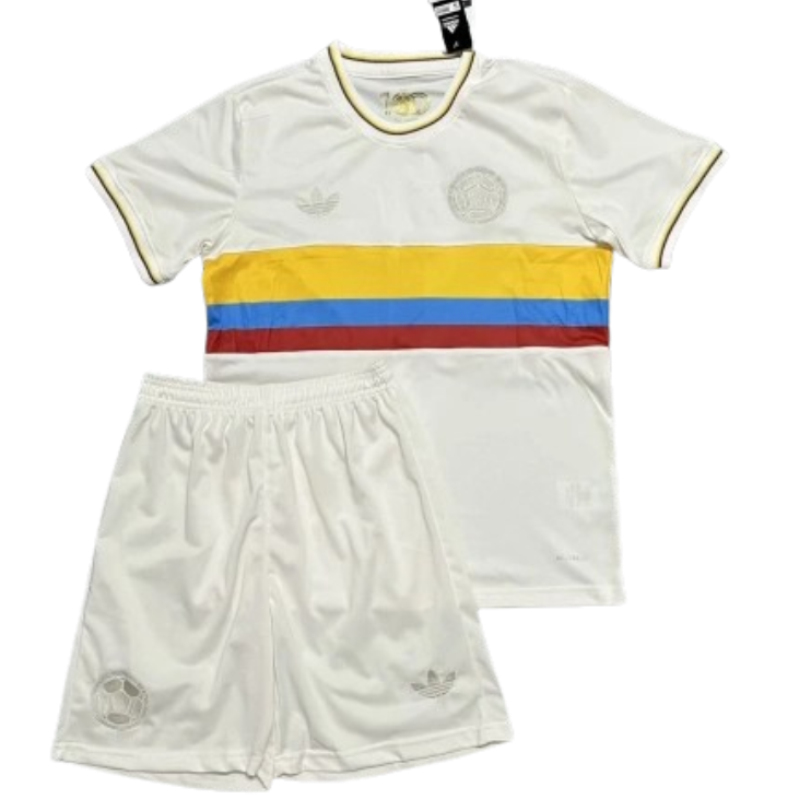 Colombia 24-25 Nation 100th Anniversary Special Edition Kids Kits White Jersey