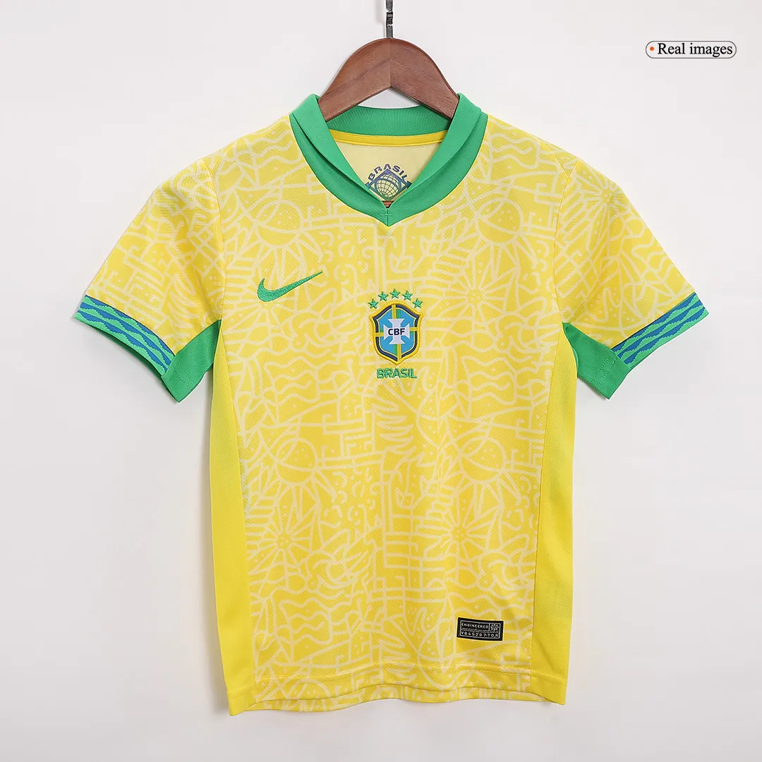 Kids Brazil Home Kit Copa America 2024 Youth Apparels