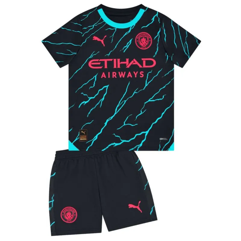 2023/24 Kids Manchester City Third Away Kit Jersey+Shorts