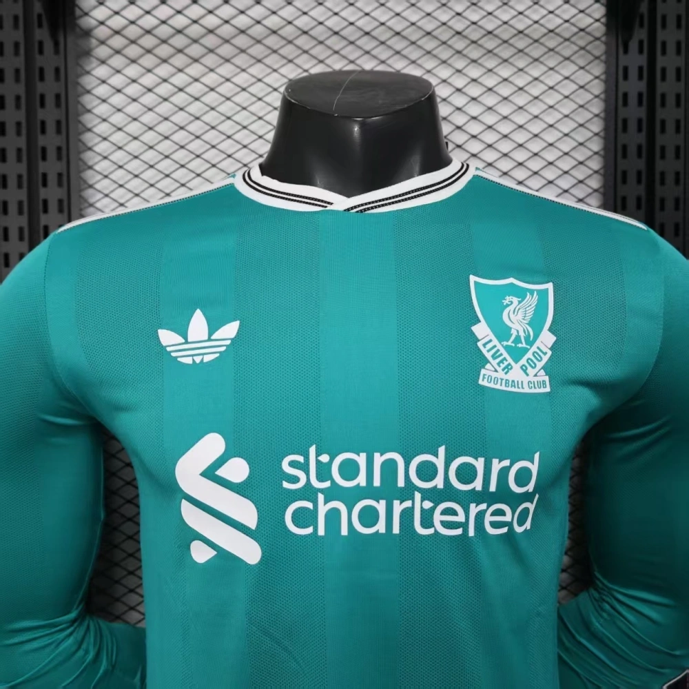 Liverpool Long Sleeve Third away green football jersey 2025-26 Player version